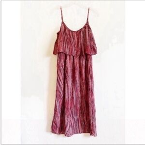 Wayf dress red white chevron layered chiffon sleeveless